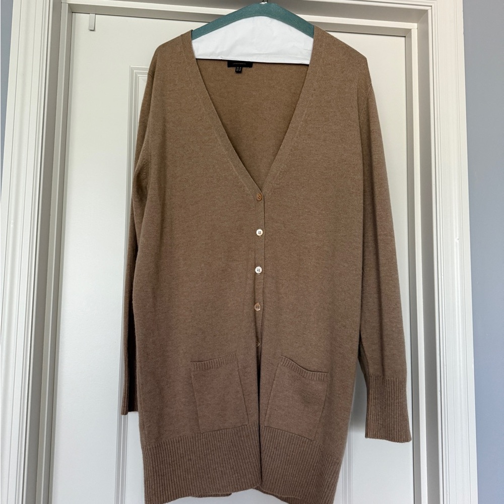 Pure Collection Tan V-Neck Cardigan